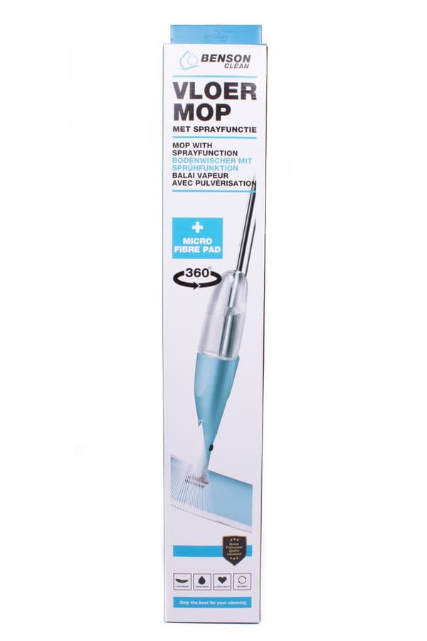 Mopp med sprayfunksjon og mikrofiberklut