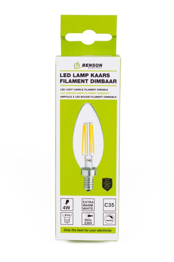 LED-kronelys filament C35 4 W E14 dimbar