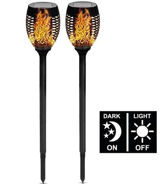 Solcellelampe til haven 74 cm flammeeffekt 2 stk
