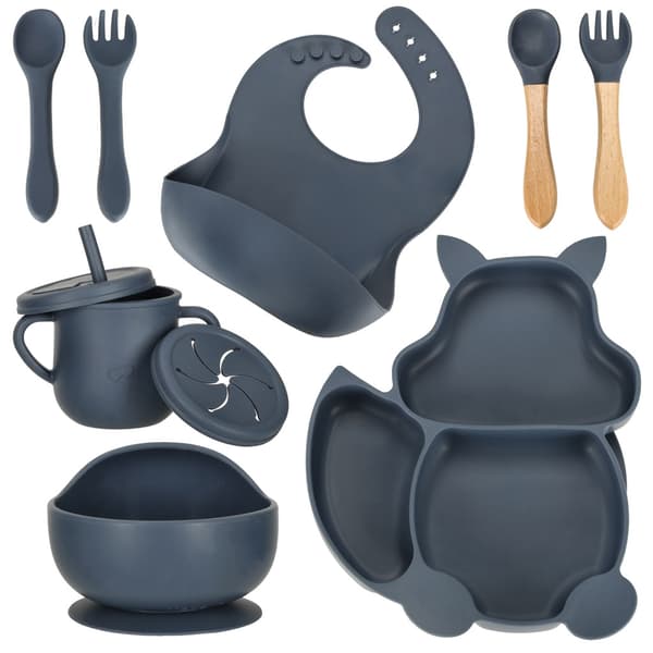 Barnservis / Barnbestick i Silikon - 9-delar - DarkBlue