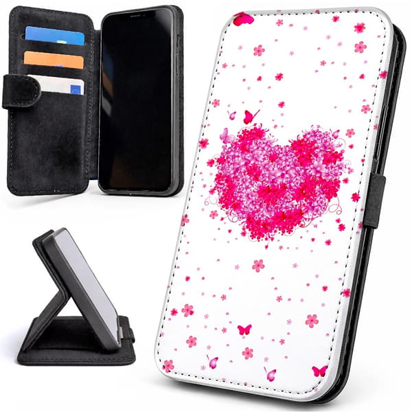 Lommebok Deksel / Mobildeksel til iPhone 15 - Blomsterhjerte