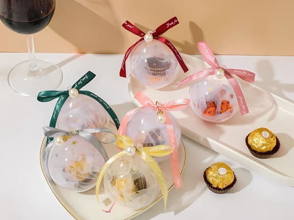 Plastkulor 8 cm 12-pack - Transparenta julkulor