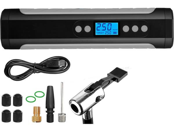 Batteripumpe til cykel bil elkompressor 10 bar lcd