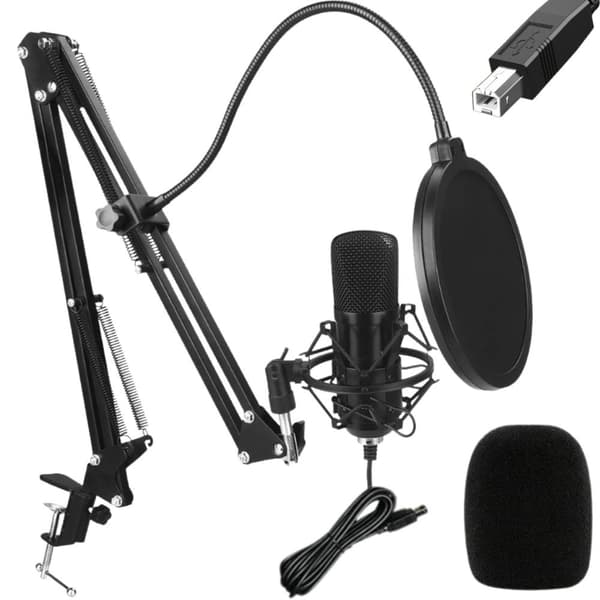 USB mikrofon kondensator set med stativ