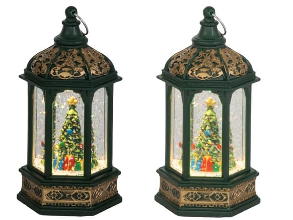 LED-lykt juletre dekorasjon med glitter