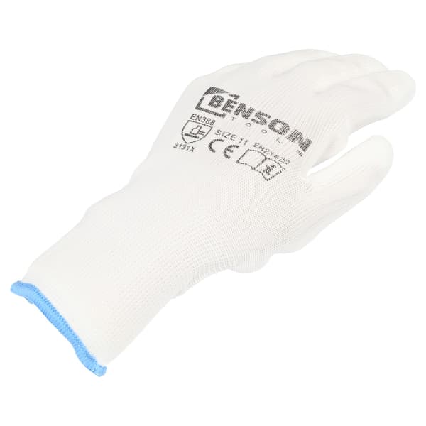 Arbetshandskar PU-vit stl 11