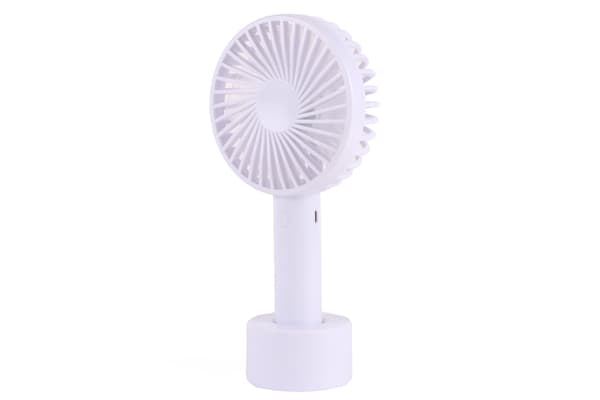 Håndholdt ventilator med holder, genopladelig