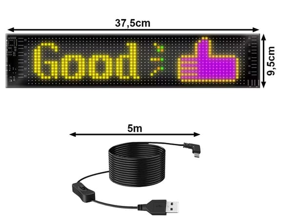 Fleksibelt LED-panel gestussignal lastbil forrude