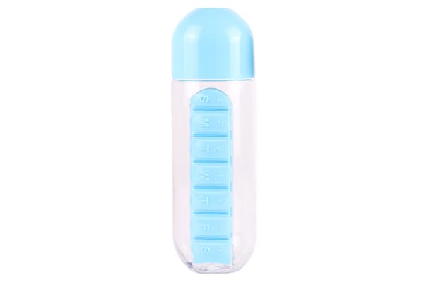Vattenflaska med pillerfack 600 ml mix