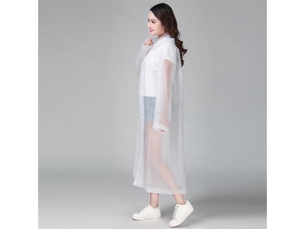 Mackintosh regnponcho med lommer og hette - Transparent