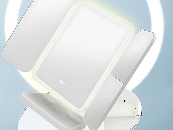 Makeupspejl LED - Foldbart spejl USB 3 farver