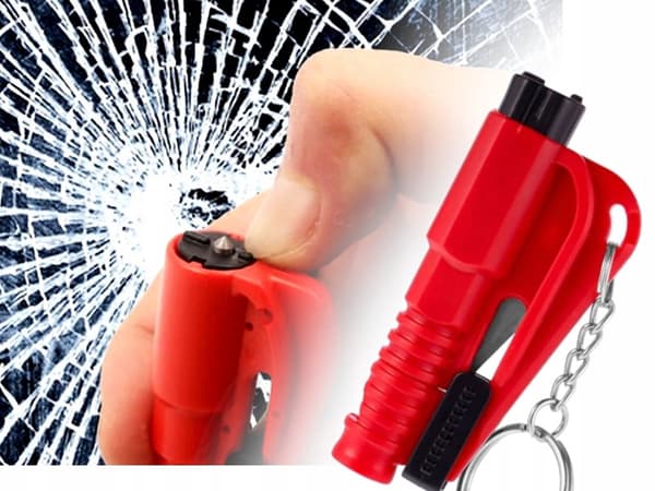 Sikkerhetshammer med Nøkkelring - Beltekutter & vindusknuser - 2-Pack