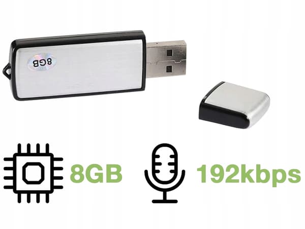 USB Lydopptaker 8GB – Minneplugg og Diktafon