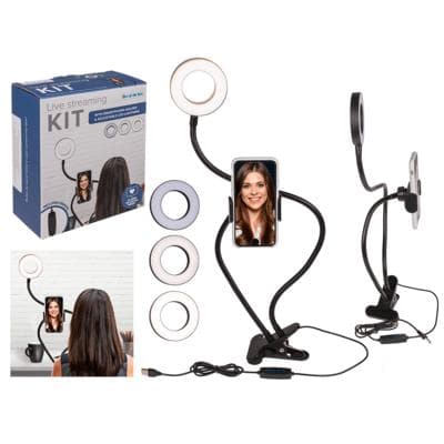 Vlog- & Streamingpakke til Mobil - LED-ring & holder