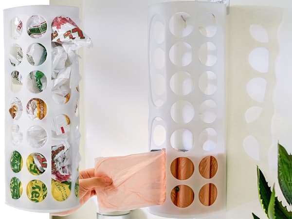 Plastpåsehållare - Universell väggmonterad vit