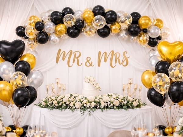 Ballongsett hjerte svart gull