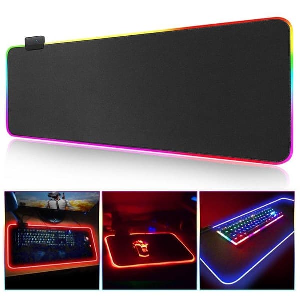 Gaming Musematte med LED-lys - 80x30cm - RGB
