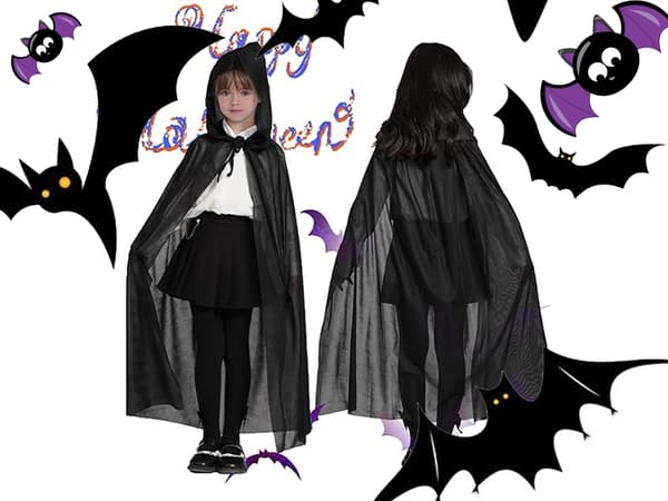 Cape halloween sort hætte kappe udklædning kostume til børn