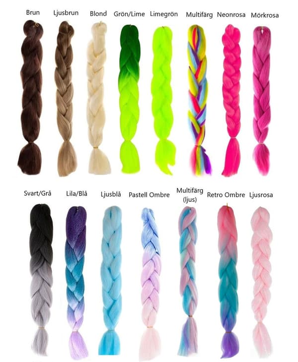 Jumbo Braid / Lisähiukset Hiuspalmikko - 60 cm - Multifärg (ljus)