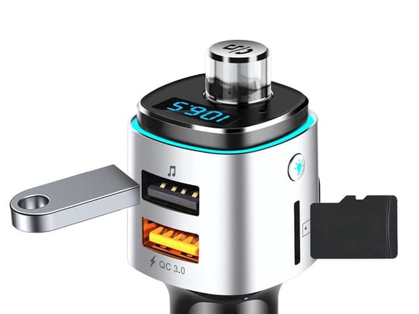 FM-sändare bil - Snabbladdare 2×USB + belysning