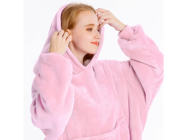 Oversized Hoodie med Hætte – Tæppe - LightPink
