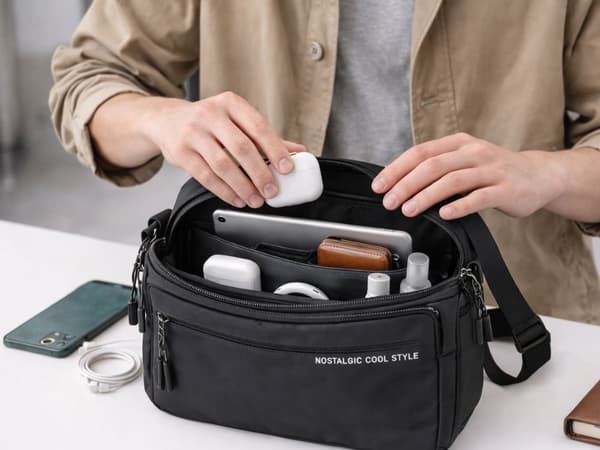 Mavetaske herre skuldertaske sort
