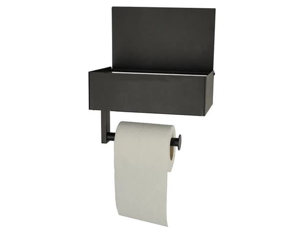 Toiletpapirholder LOFT - Hylde i sort stål