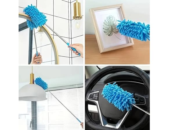 Støvbørste teleskopisk lang sammenklappelig mikrofiber