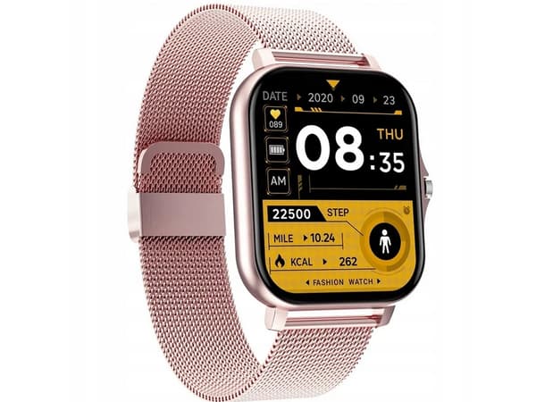 Smartklokke dame herre gummirem sport Bluetooth-samtale rosa