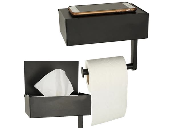 WC-paperiteline LOFT - Hylly mustaa terästä