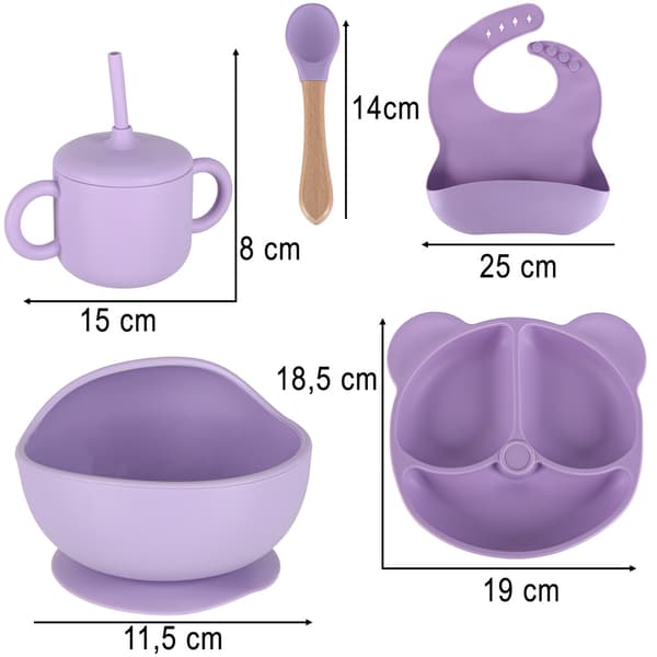 Barnservis Silikon - 7-delar - DarkPink