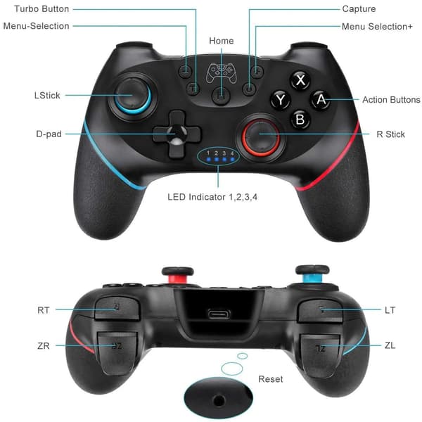 Trådlös Handkontroll Kompatibel med Nintendo Switch Pro - Bluetooth