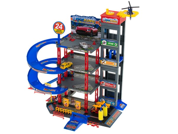 Parkeringshus dobbeltdækker tankstation bilvask