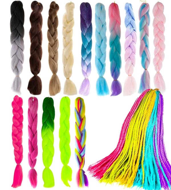 Jumbo Braid / Löshår Hårfläta - 60 cm - Multifärg (ljus)