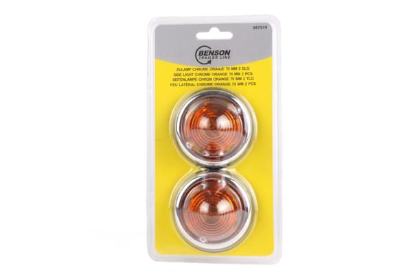 Sidelys krom oransje 70 mm 2 stk E9