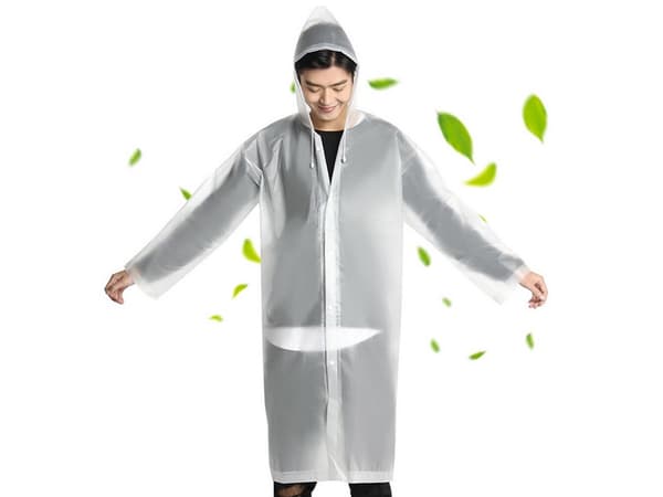 Mackintosh regnponcho med lommer og hette - Transparent