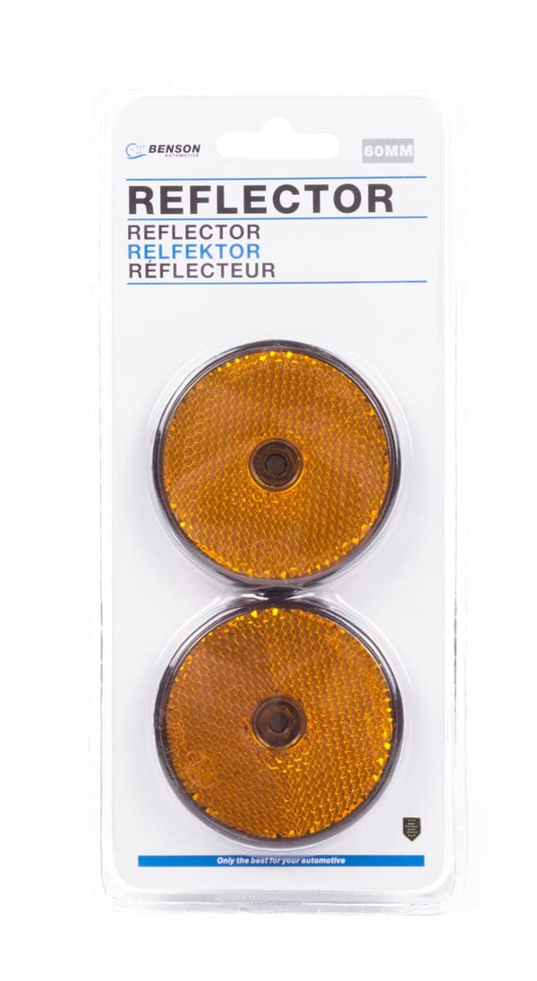 Reflektor rund oransje 60 mm 2 stk E4