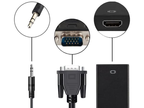 HDMI-VGA-adapter - Kabel med lyd og USB-strøm