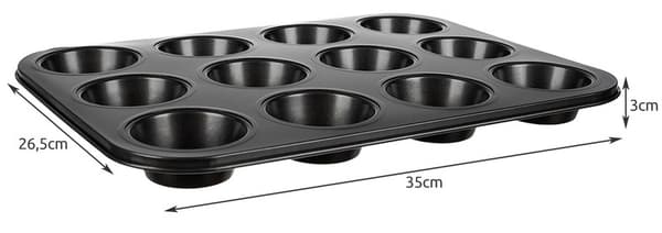 Bakplåt + 12st Silikon Muffinsformar / Bullformar - Formar