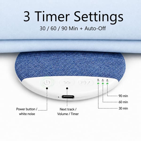 Högtalare för kudde med 3D-stereoljud och timer – Bluetooth 5.4