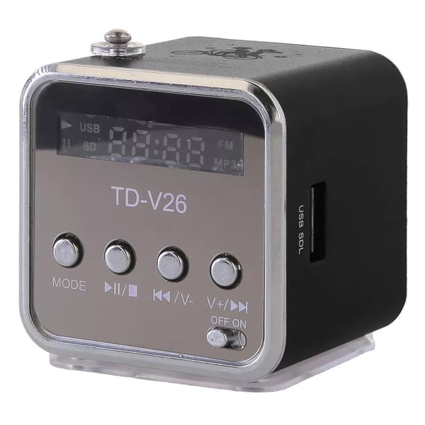 Trådløs højttaler bærbar miniradio fm led bluetooth mobil microsd