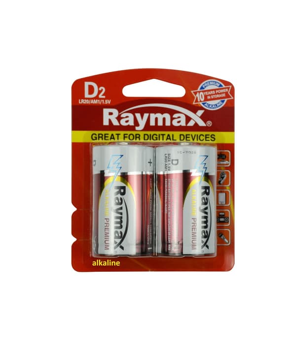 Batteri Raymax D/LR20 2 stk. alkaliske