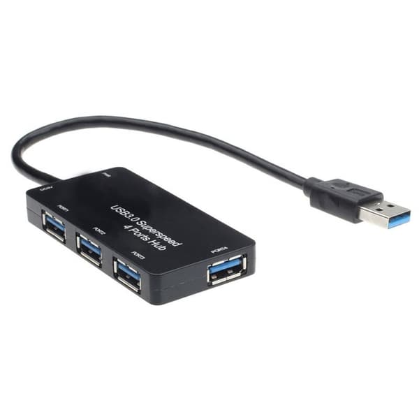 USB 3.0-Hub med 4 porte - Sort