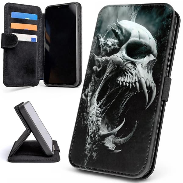Lommebok Deksel / Mobildeksel til iPhone 7 / 8 / SE - Skull