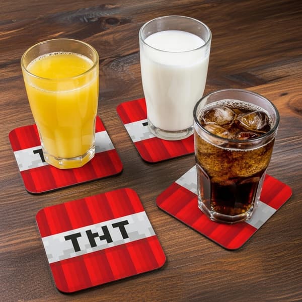 4-Pak - Glasbrikker Minecraft TNT - Underlag til Glas