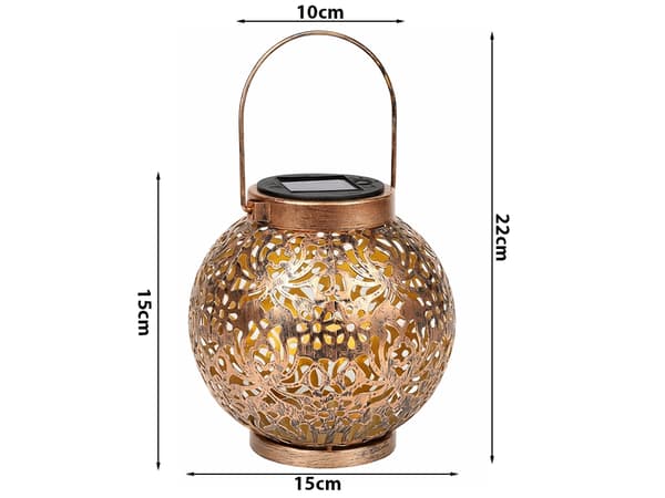 Solcellelampe lanterne guld kobber