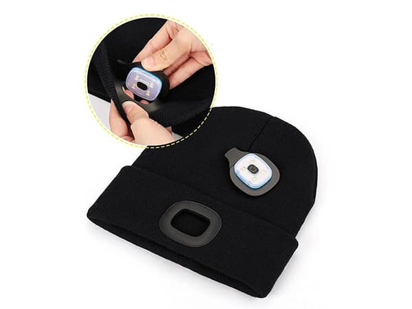 Vinterlue med LED - Svart USB, 3 lysmoduser