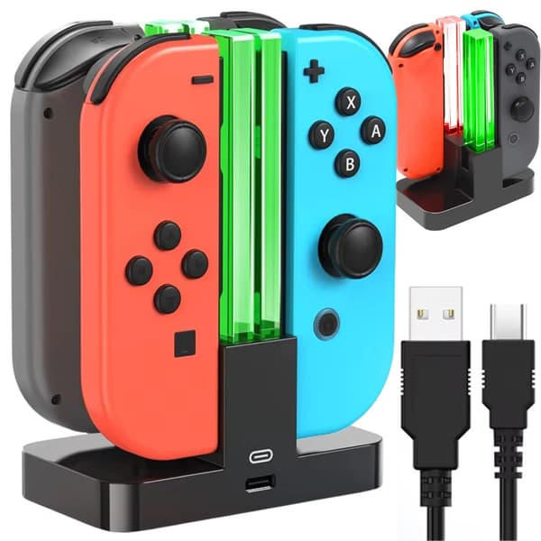 Ladestation til 4 Nintendo Switch Joy-Con med LED