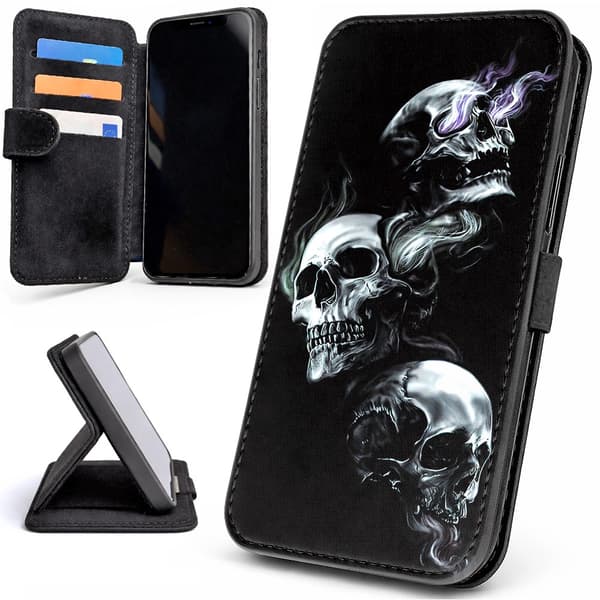 Lommebok Deksel / Mobildeksel til iPhone 17 Pro - Skulls