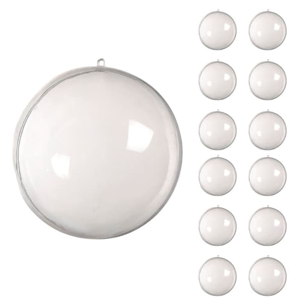 Plastkulor 8 cm 12-pack - Transparenta julkulor